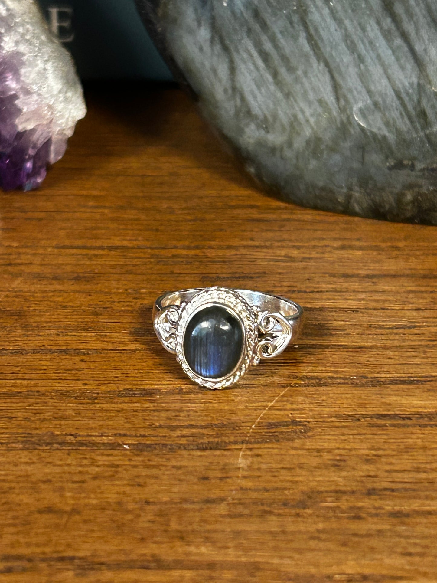 Bague labradorite T53 argent 925