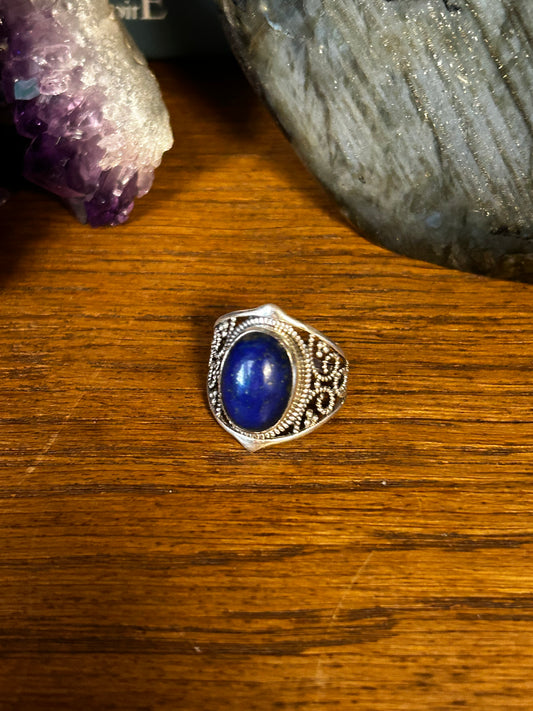 Bague lapis-lazuli réglable argent 925