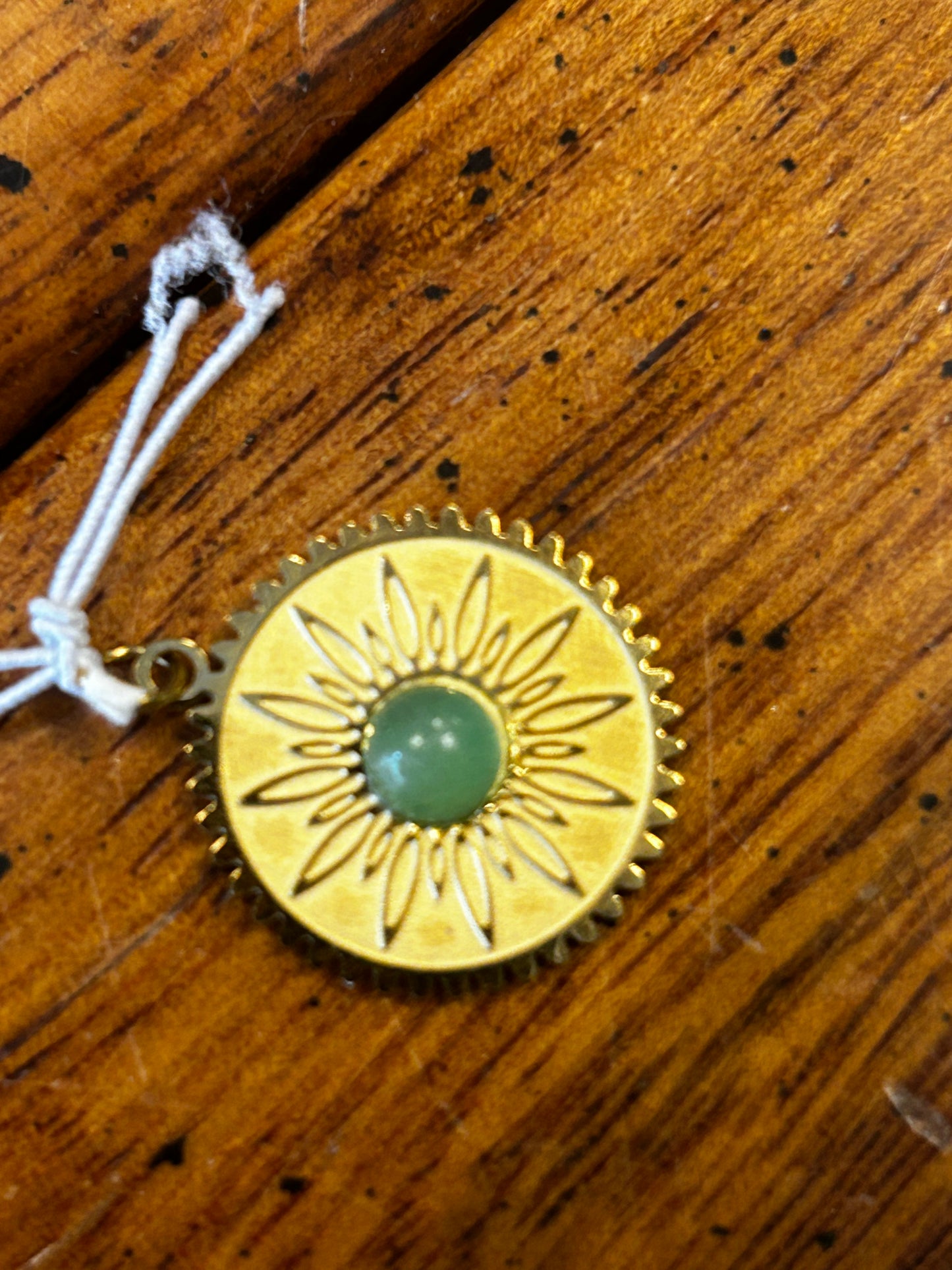 Pendentif acier inoxydable aventurine verte