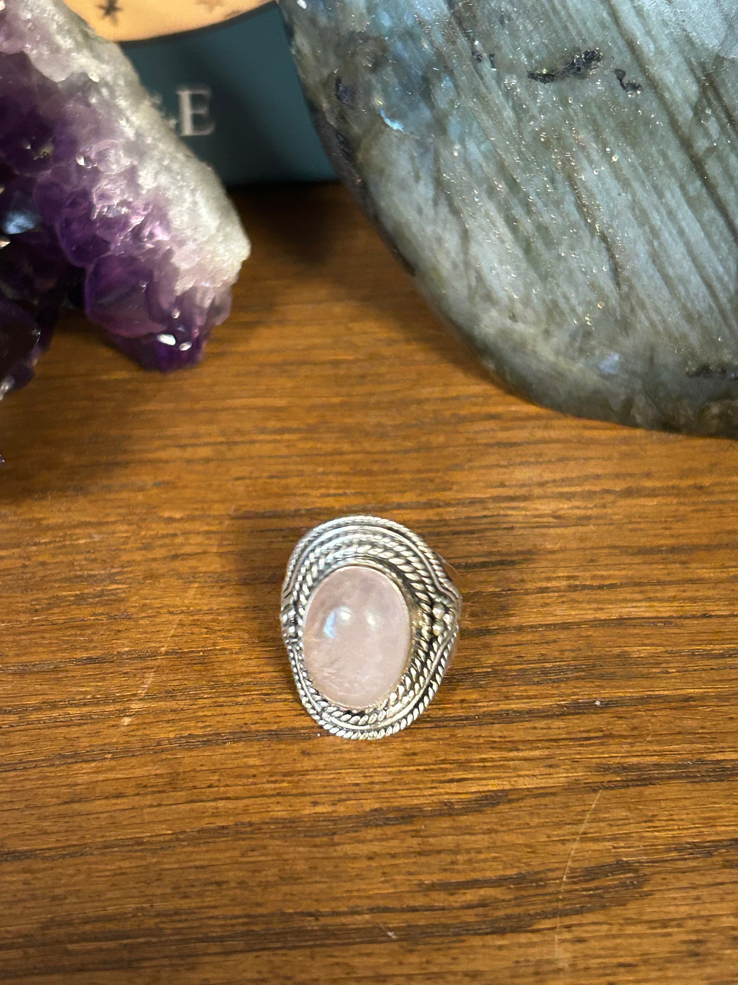 Bague quartz rose T53 argent 925