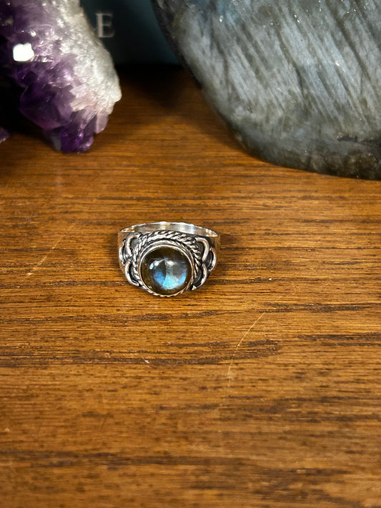 Bague labradorite T54 argent 925