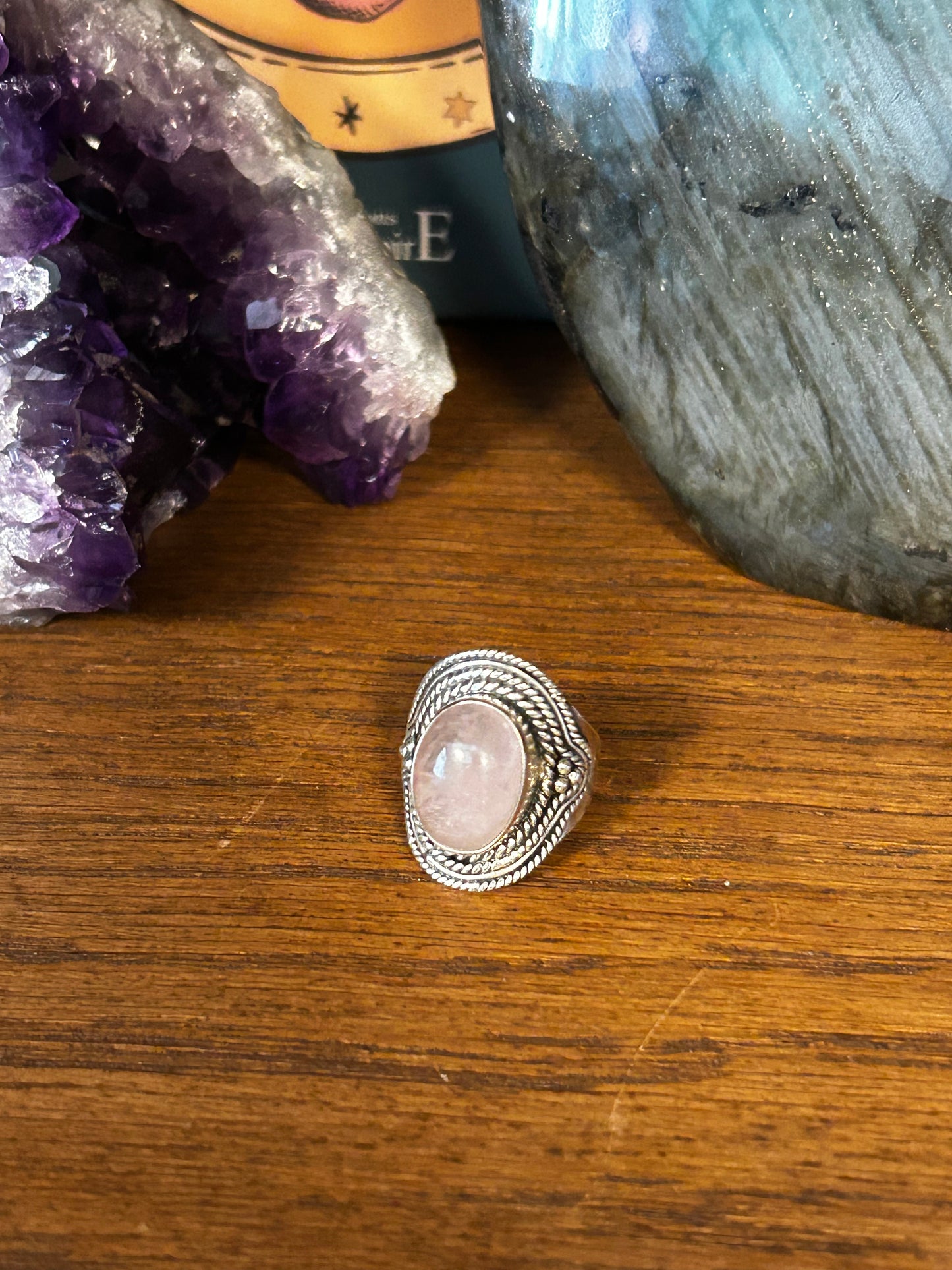 Bague quartz rose T53 argent 925