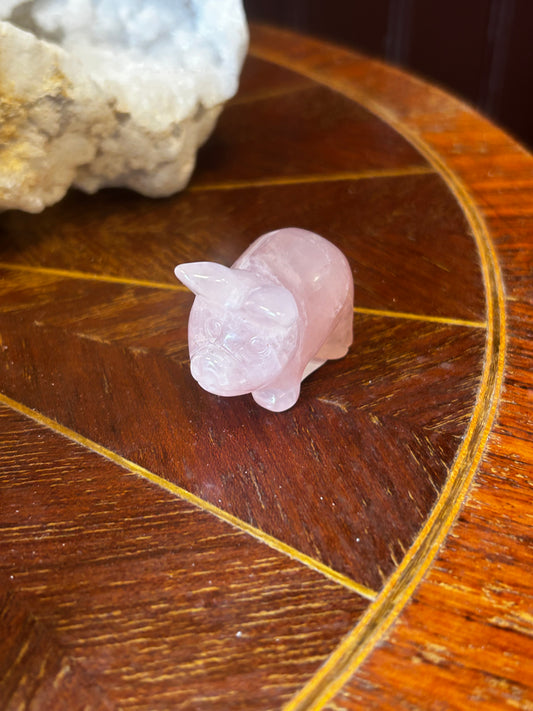 Figurine cochon quartz rose