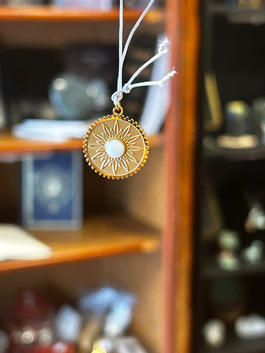 Pendentif acier inoxydable quartz rose