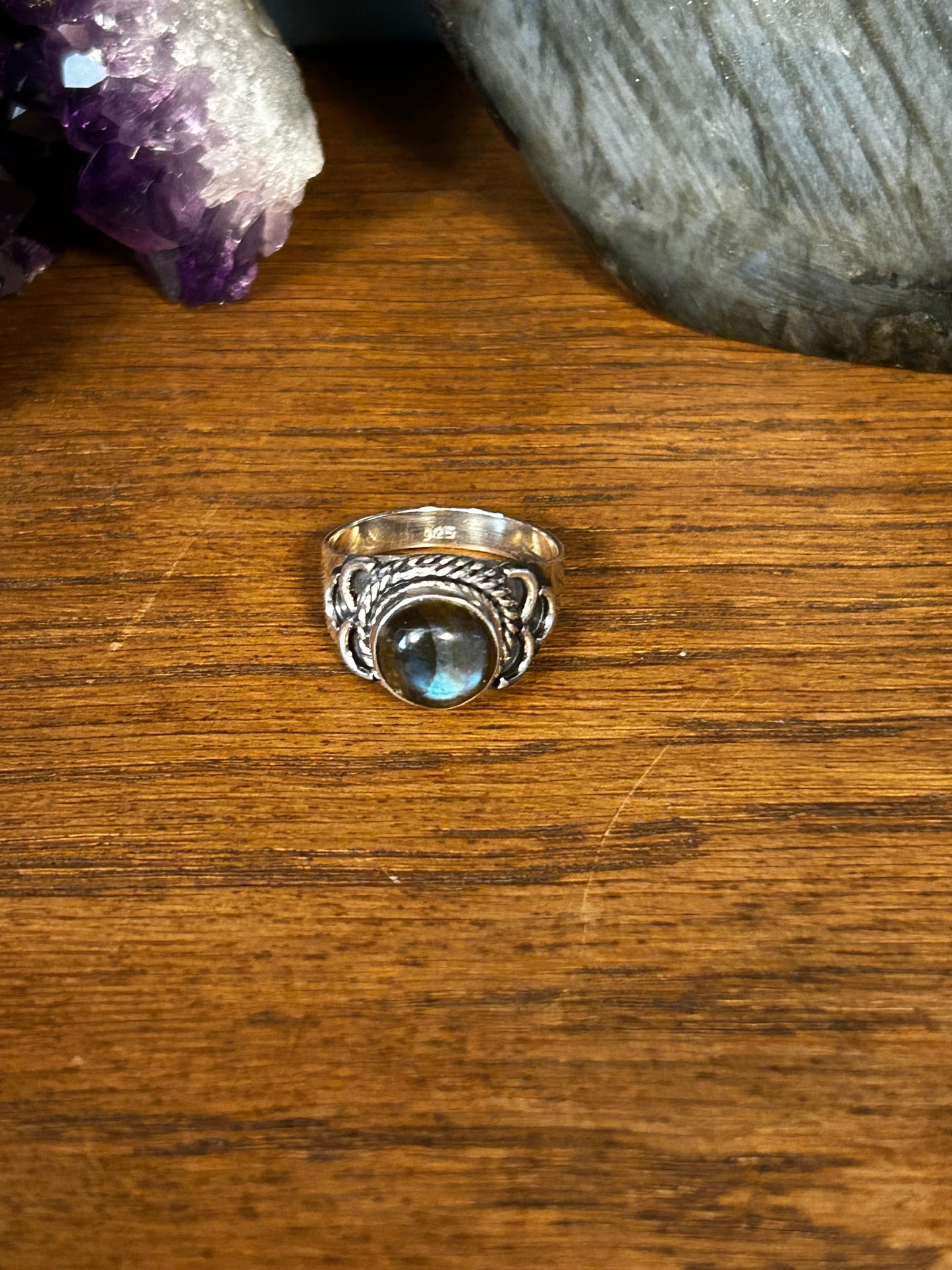 Bague labradorite T54 argent 925