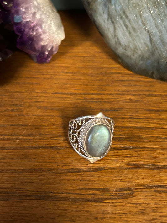 Bague labradorite réglable T53 argent 925