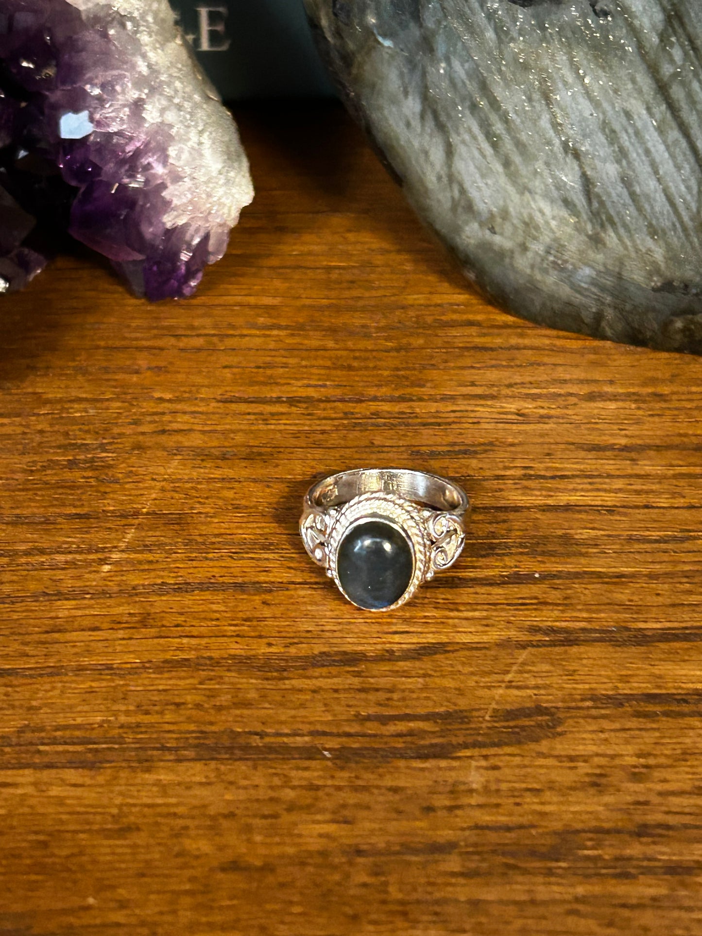 Bague labradorite T54 argent 925