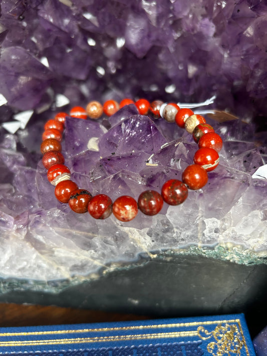 Bracelet homme jaspe rouge