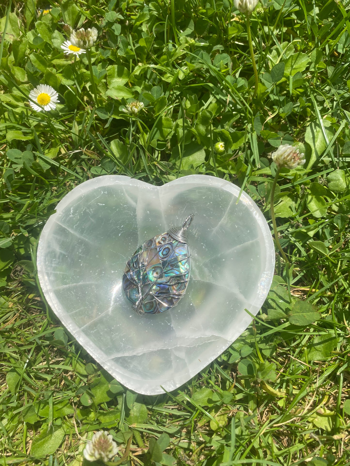 Pendentif en ormeau rond argenté