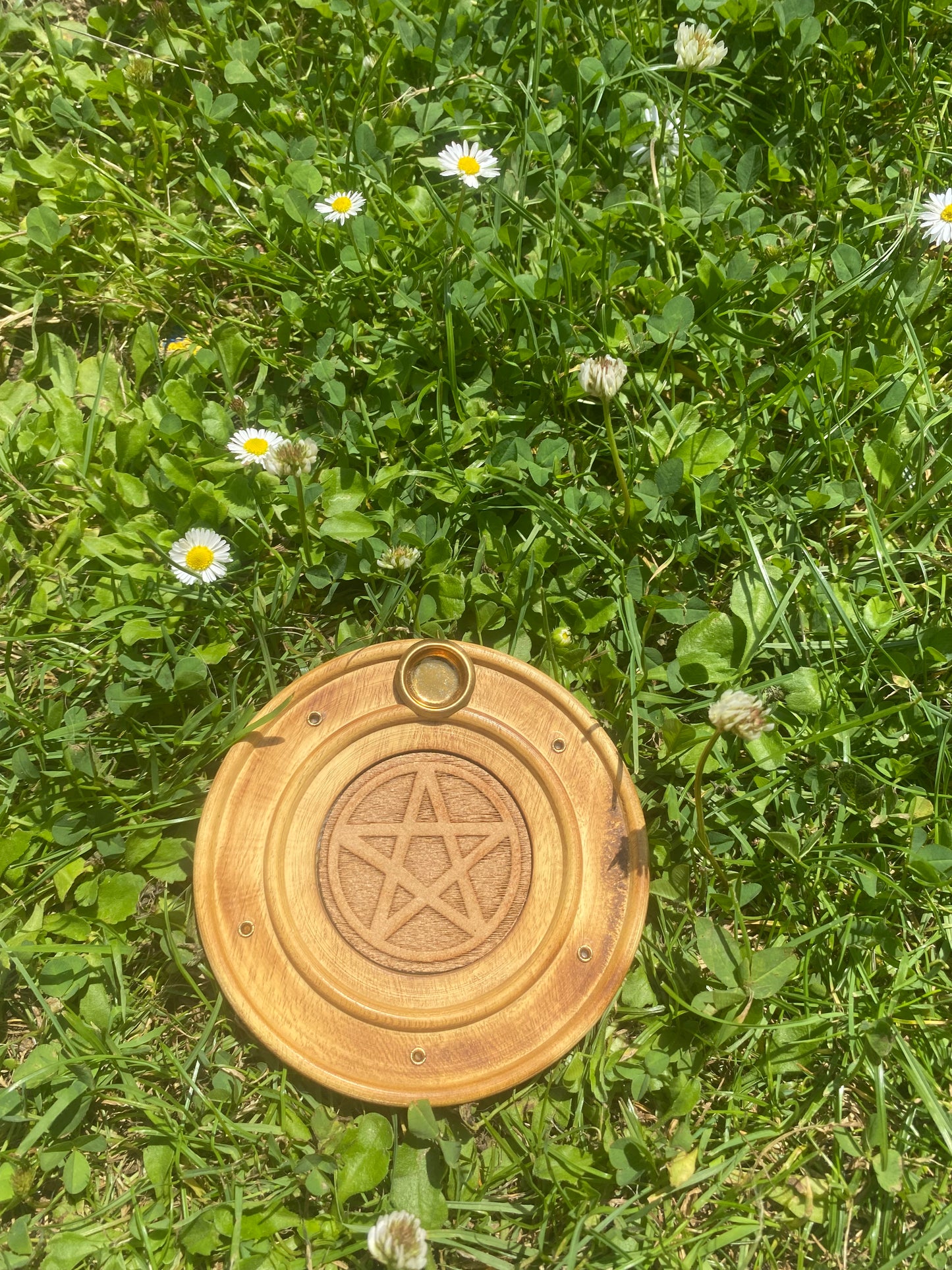 Porte encens pentacle en bois