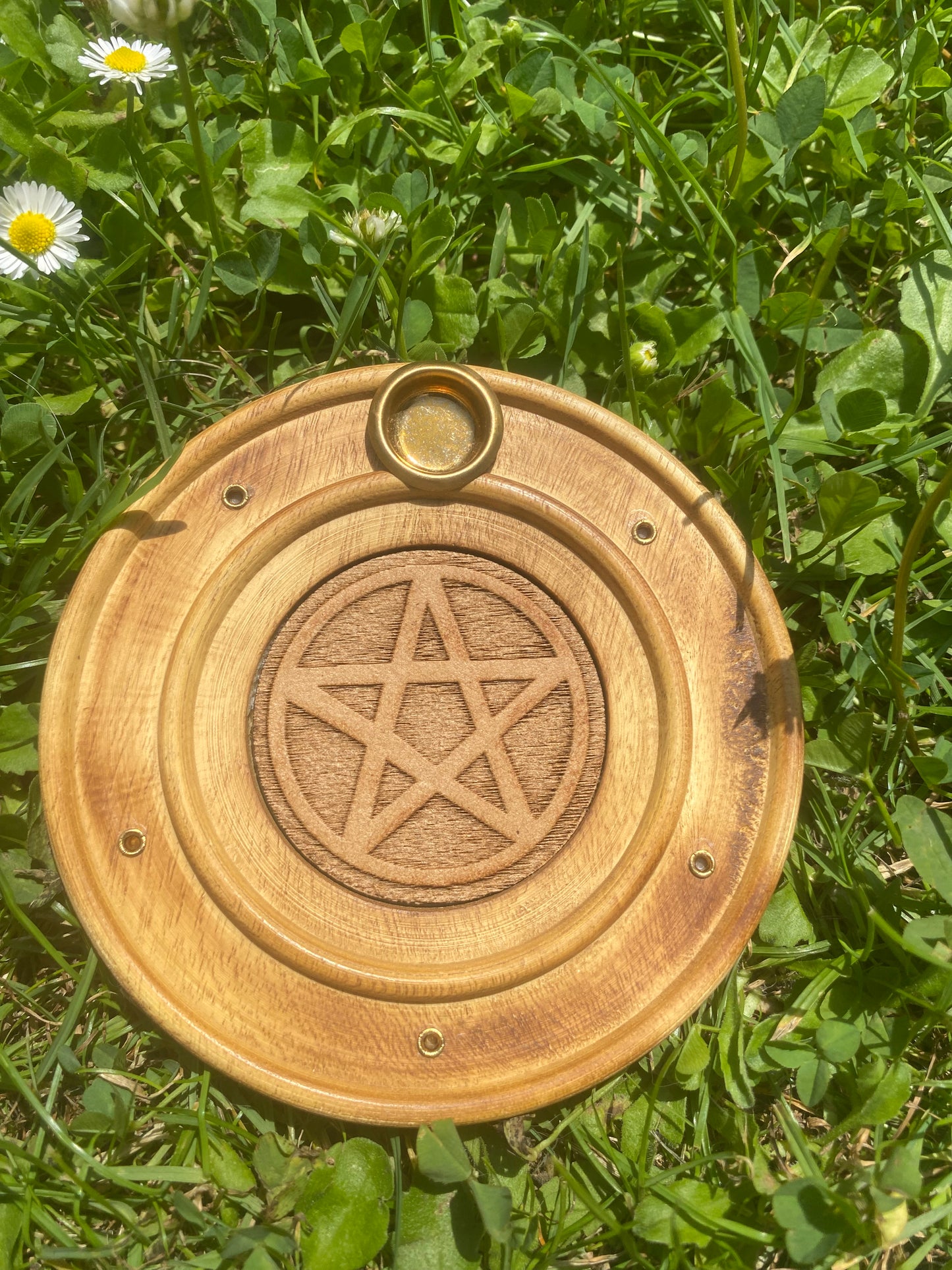 Porte encens pentacle en bois